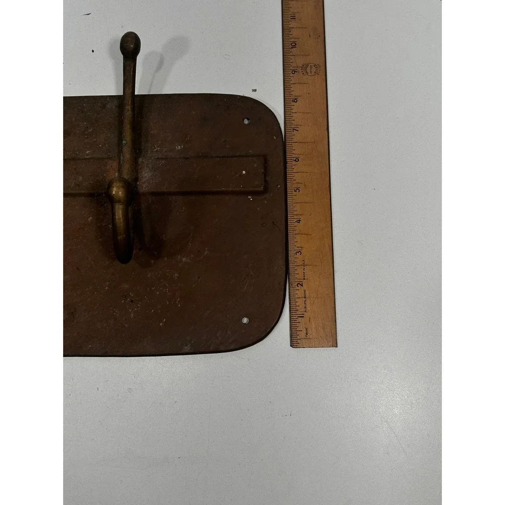 Vintage Antique Brass Wall Mount Coat Rack 3 Hook Industrial Entryway Mudroom